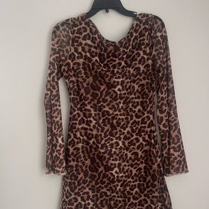 Leopard Print Long Sleeve Dress